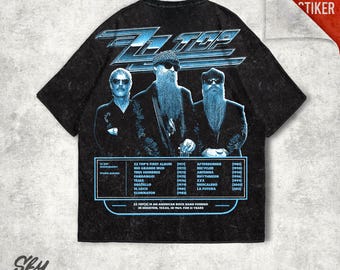ZZ TOP Band Großer Print und Stonewash Oversized T-Shirt