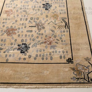Hand Knotted Camel Beige Wool Rug Chinese Floral Design Oriental Pattern Handmade Carpet Luxury Living Room Area Rug Soft Neutral Decor