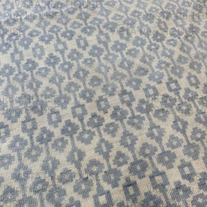 Tapis en laine noué à la main : motif géométrique Oushak bleu-gris