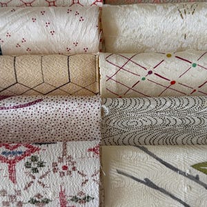 10 piezas de tela de kimono de seda - Paquete de patchwork / Tela de seda / Tela vintage / Tela de kimono / Tela para rehacer / Costura lenta - FP009