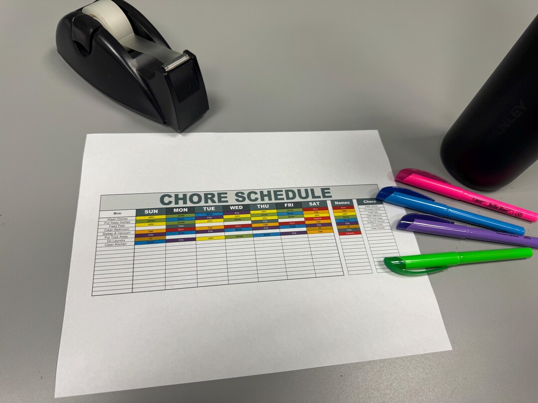 Family Chore Chart Excel Template | Weekly Task Tracker (digital) - Etsy