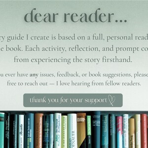 Pode incluir: A imagem apresenta o texto "caro leitor..." seguido de uma mensagem sobre guias de livros e um agradecimento. Uma estante de livros est&aacute; na parte inferior. O texto est&aacute; em uma fonte suave e elegante.