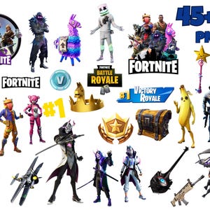 以下が含まれることがあります： フォートナイトをテーマにしたPNG画像のコレクション。キャラクター、ロゴ、ゲーム要素が含まれています。画像には、さまざまなキャラクターのアクションポーズ、フォートナイトのロゴ、その他のゲーム関連のグラフィックが表示されています。カラーパレットには、青、紫、黄色が含まれています。
