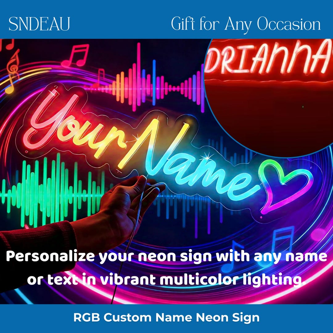 Custom RGB LED Neon Sign: Personalized Name, Dimmable Light - Etsy