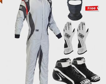 Neuer OMP Go Kart Racing Suit Komplettes Kart Kit Level 2 Schuhe / Handschuhe mit Sublimation