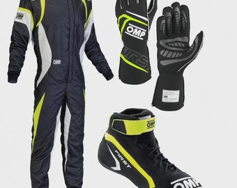 Neuer OMP Go Kart Racing Suit Komplettes Kart Kit Level 2 Schuhe / Handschuhe mit Sublimation