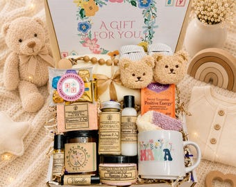 Deluxe New Mom Gift, Baby Shower Gift, Pregnancy Care Package, Postpartum Spa Gift, Self Care Box for Her
