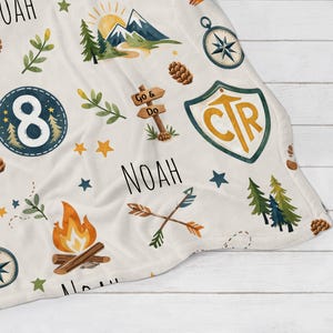 Personalized LDS Baptism Blanket for Boys, CTR Adventure Theme, Age 8 Baptism Gift, Choose the Right Blanket, Velveteen Baptism Keepsake