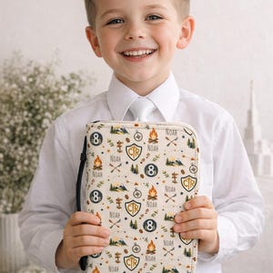 Personalisierte LDS Taufe Schrift Tasche für Jungen | Adventure CTR Schriftkasten | Taufgeschenk für 8-jährige Jungen | Personalisiertes LDS Cover