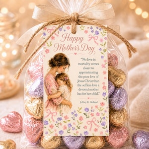 Etichette regalo stampabili per la Festa della Mamma / Etichetta per sacchetti regalo LDS / Etichetta regalo cristiana da appendere / Download immediato | Dispensa ad acquerello femminile