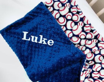 Personalized Baseball Baby Blanket: Minky Sports Theme Shower Gift