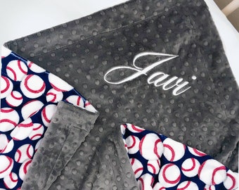 Personalized Baseball Baby Blanket: Sports Minky Blanket