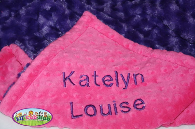 Personalized Minky Baby Blanket Nursery Hot Pink and Bright Purple Soft Blanket for Newborns Babies /& Toddlers \u2013 Stroller Shower Gift