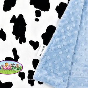 Adult Minky Blanket, Personalized Throw Blanket, Custom Name Blanket, Black White Cow Minky - Children, Tweens, Teens, Adults, Moms & Dads