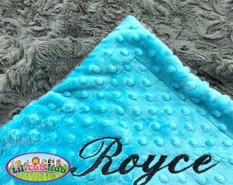 Personalized Luxe Cuddle Minky Baby Blanket: Double-Sided Grey