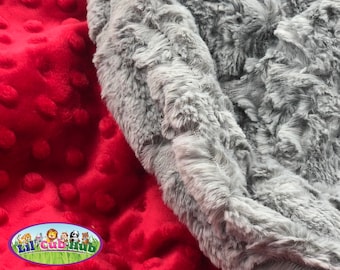 Personalized Luxe Cuddle Minky Baby Blanket: Double-Sided Grey