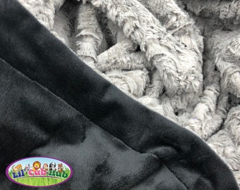 Luxe Cuddle Dynasty Steel Grey Minky Blanket: Custom Adult Throw