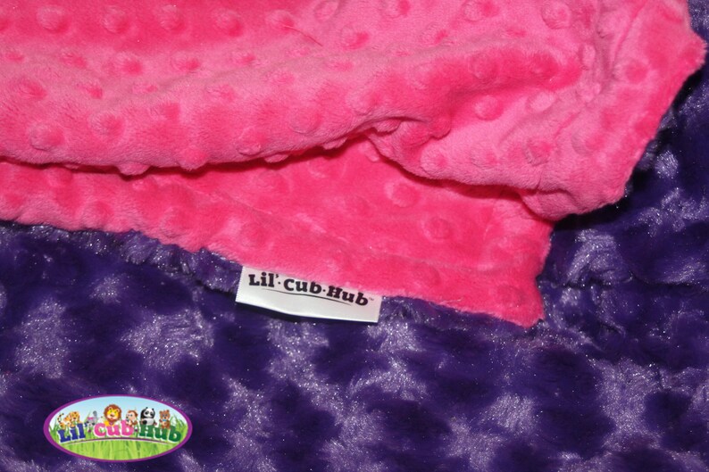 Personalized Minky Baby Blanket Nursery Hot Pink and Bright Purple Soft Blanket for Newborns Babies /& Toddlers \u2013 Stroller Shower Gift