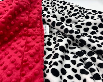Dalmatian Dog Minky Baby Blanket: Red & Black, Double-Sided