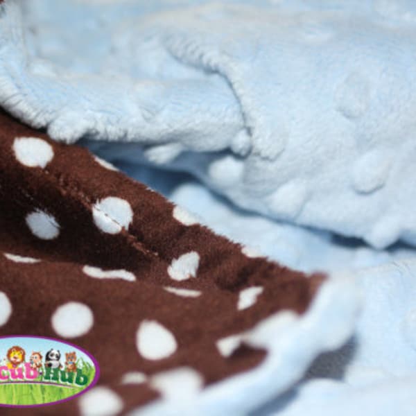 Personalized Baby Blanket, Blue Brown Polka Dot Double-Sided Soft Blanket for Newborns, Babies & Toddlers – Nursery, Baby Shower ift