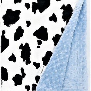 Personalized Baby Blanket, Black and White Cow Print Double-Sided Soft Minky Blanket for Newborns, Babies & Toddlers, Baby Shower Gift