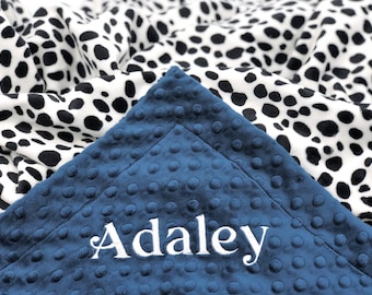 Personalized Dalmatian Minky Baby Blanket: Blue Lovey, Shower Gift