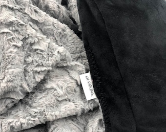 Custom Minky Throw Blanket: Luxe Cuddle Glacier Grey, Soft Adult Blanket