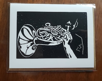 French horn notecard with envelope