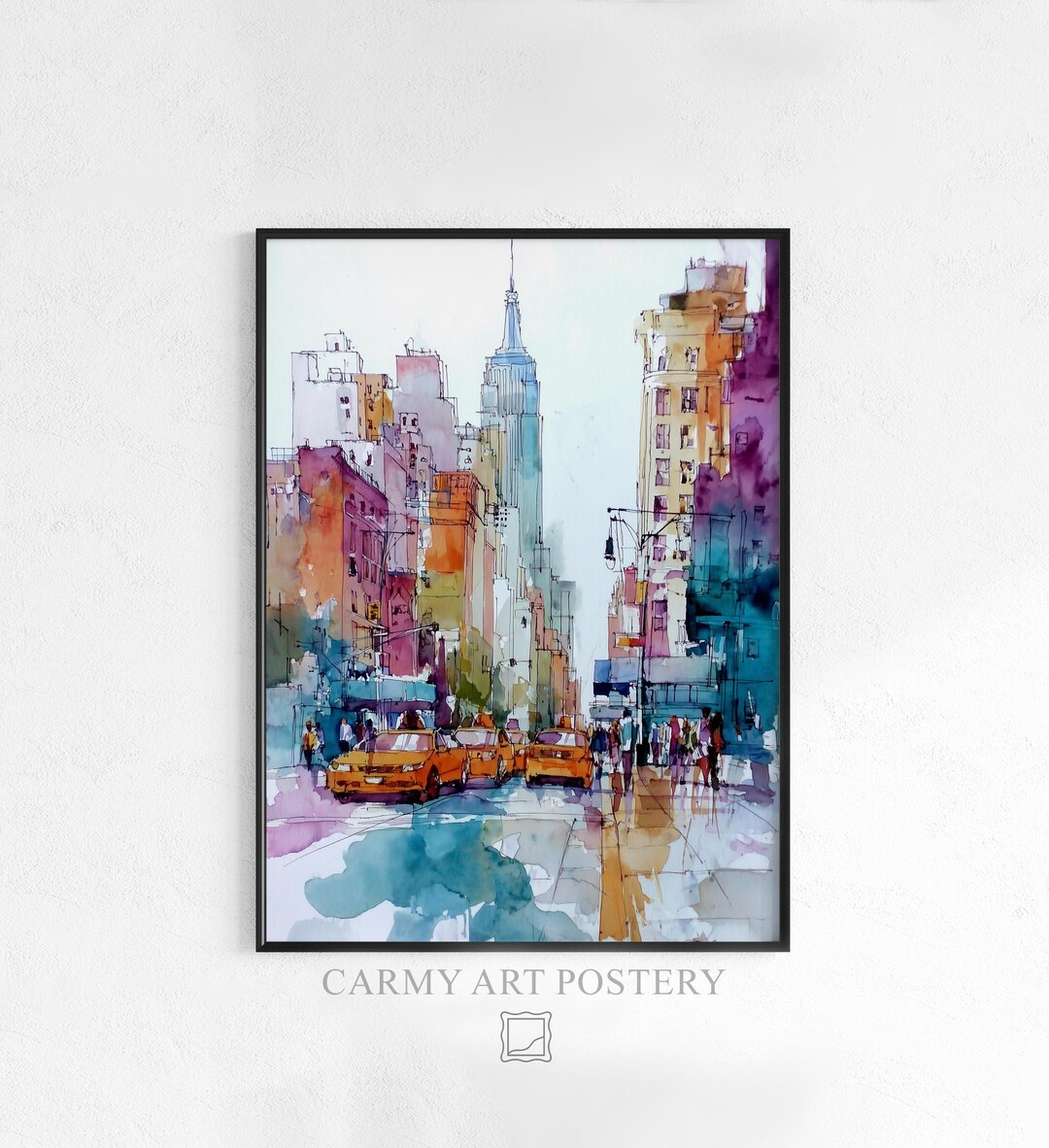 Urban New York City Street Scene With Yellow Taxis - Vibrant Modern ...