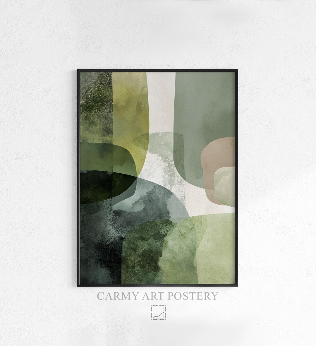 Abstract Organic Shapes in Earthy Green Tones - Modern Minimalist ...