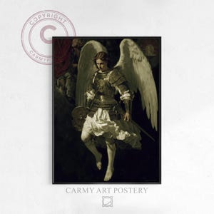 Moody Religious Printable, Dramatic Archangel Selatiel Portrait, Classical Angelic Art, Baroque Vintage Style, Heroic Wall Decor 2197