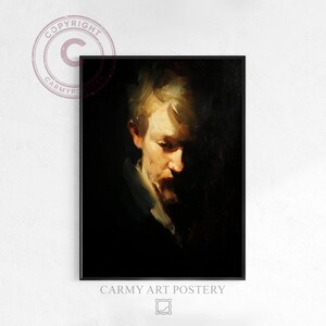 Moody Portrait Artwork - Classical Chiaroscuro Style, Vintage Male Figure, Dramatic Baroque-Inspired, Printable Vintage Art Download 2101