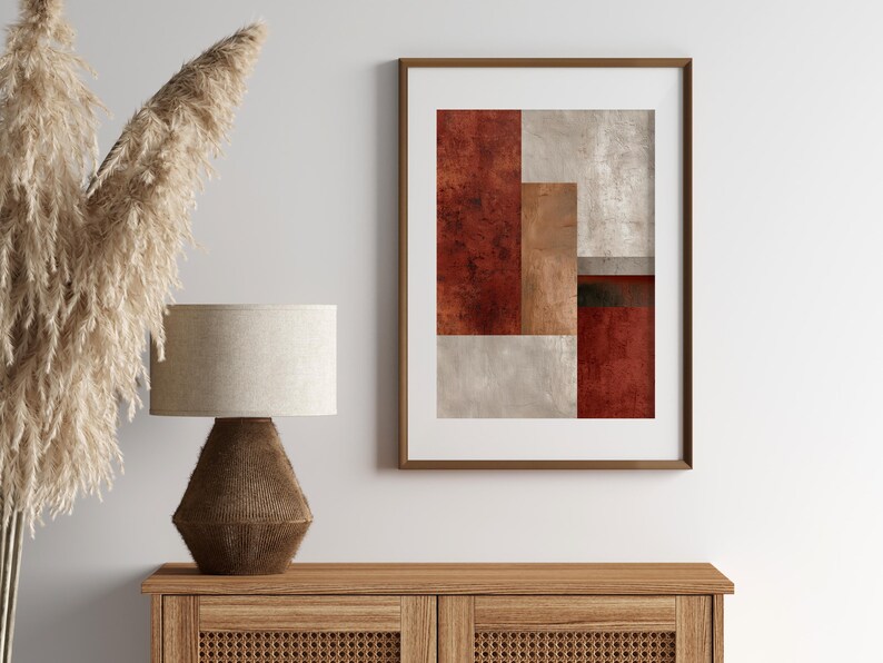 Geometric Abstract Art Print - Modern Minimalist Wall Decor, Earthy ...
