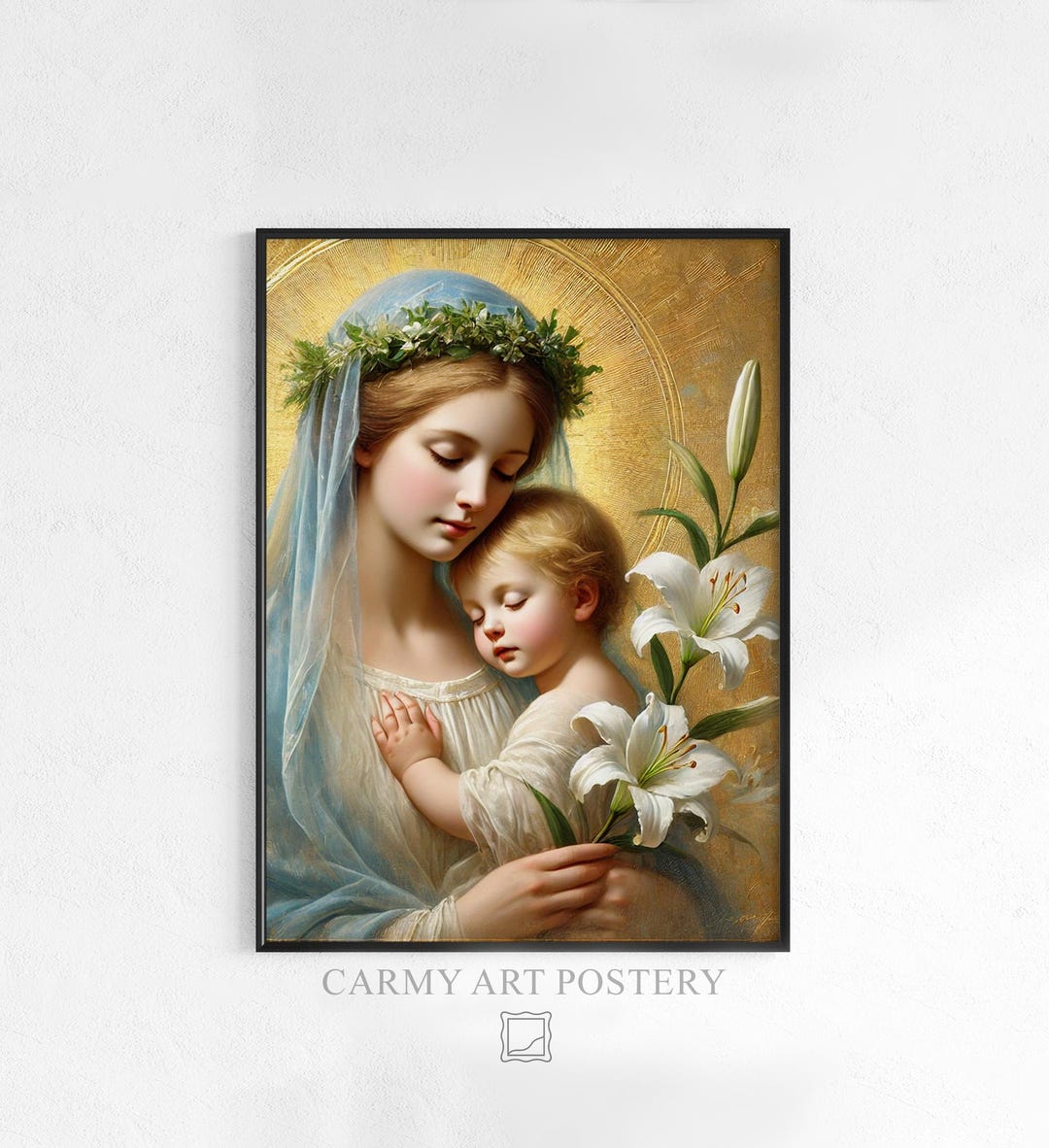 Vintage Madonna and Child Portrait - Serene Classic Art Print ...