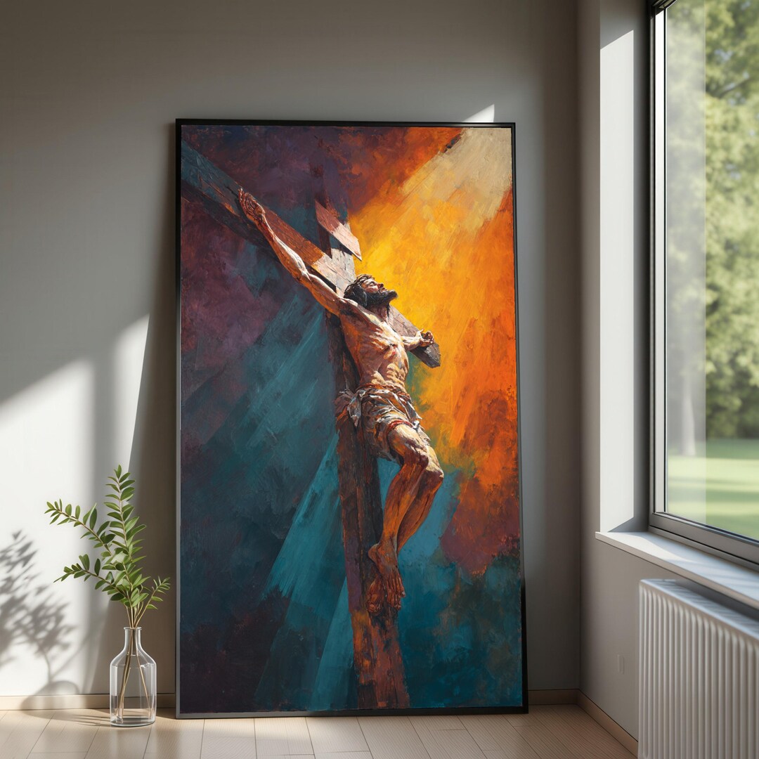 Jesus on the Cross Canvas Wall Art, Religious Christian Decor ...
