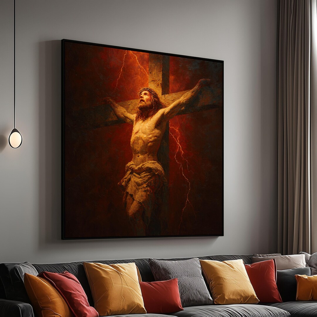 Jesus on the Cross Canvas, Crucifixion Religious Wall Art, Christian ...