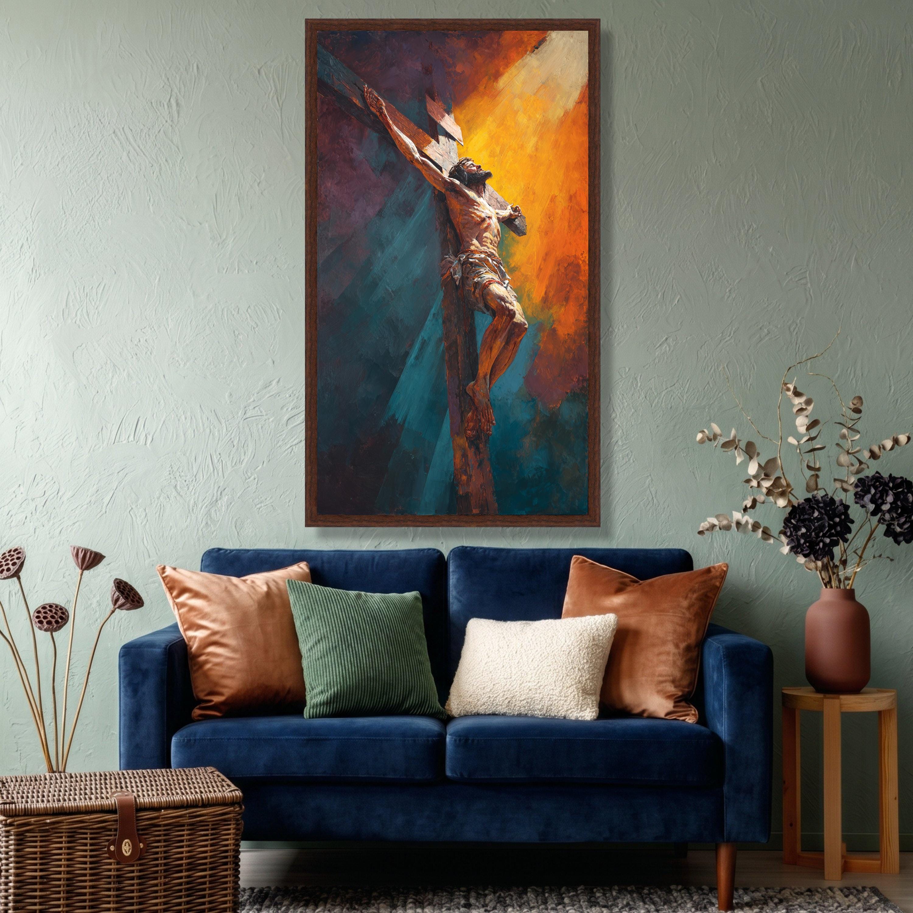 Jesus on the Cross Canvas Wall Art, Religious Christian Decor ...