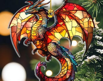 Dragons Ornaments for Christmas Tree, Hanging Ornament Dragon Window Hanging Decorations