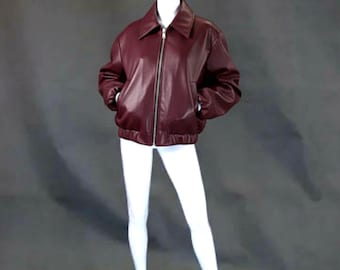Oversized Women's Vintage Genuine Sheep Leather Butter Soft Jacket