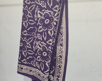 Purple Floral Cotton Sarong | Boho Beach Cover-Up
