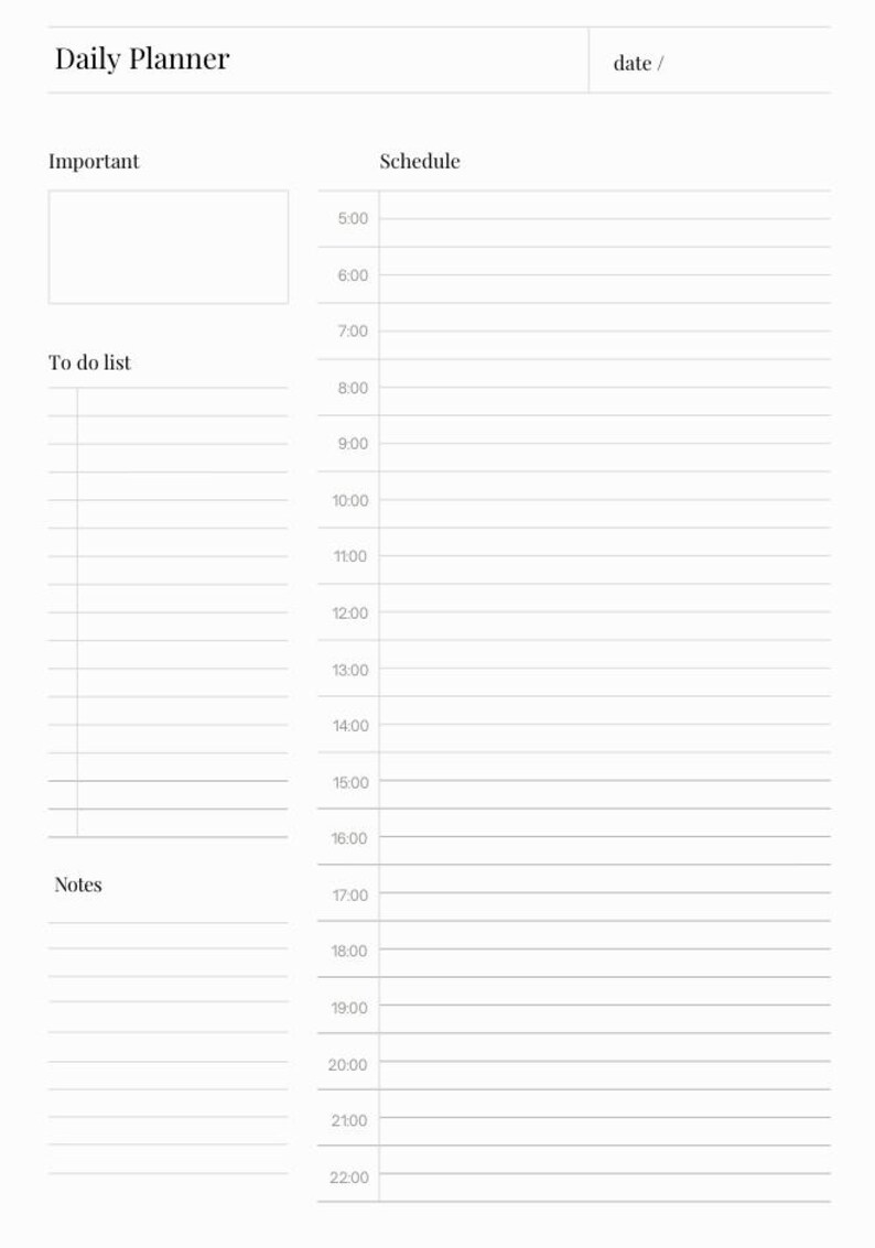 Minimalist Daily Planner Printable & Customisable Digital Download - Etsy