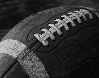 Black & White Football photo, boy's room decor, man cave decor, football decor, wall decor, Man gift boy's nursery decor, sports photography