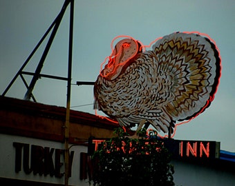 Turkey Neon Sign Photo, Thanksgiving Photo, Turkey Inn Photo, Kitchen Decor, Holiday Decor, Humorous Decor