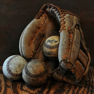 Vintage Baseballs & Glove Photograph Man Room Decor Boys Room Decor Sports Art Sports Photos Wall decor Baby Boy Decor Vintage Baseball