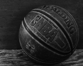 Basketball memories photo, Spalding, NBA, Boys room decor, Sports decor, Black & white basketball, vintage basketball, Home decor, Manly
