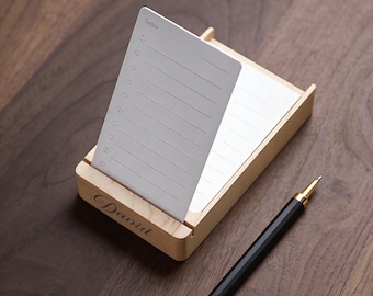 Personalized Wooden To Do List Stand Minimalist Desktop Task Board Custom Walnut Maple Memo Holder Office Organization Gift for Him Her