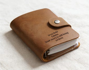 Personalized Leather Journal, Custom Travel Notebook, Crazy Horse Leather Cover, Handmade Gift for Him, Christmas Gift