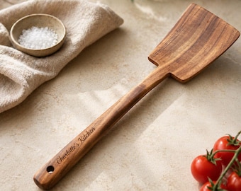 Personalized Engraved Acacia Wood Spatula, Custom Cooking Spatula, Housewarming Gift, Wedding Gift for Couple, Kitchen Utensil Gift