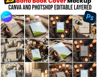 Boho Cover Templates | Journal Design | Digital Download | PSD Canva Bundle