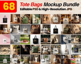 Tote Bag Mockup Bundle, Canvas Fabric (PSD & JPG)